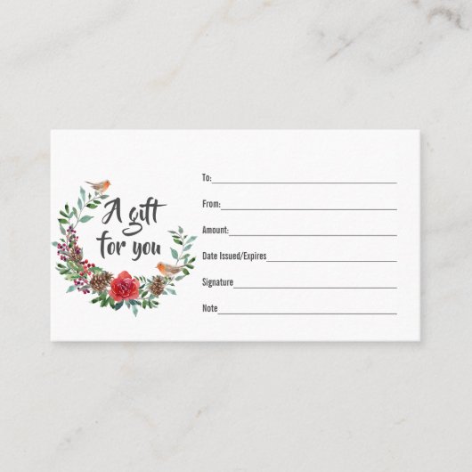 Kerstkrans Rode Robin Gift Kaart Klantenkaartje (Voorkant)