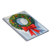 Kerstkrans Rode Strik Witte Waterverf Notitieboek (Rechterzijde)