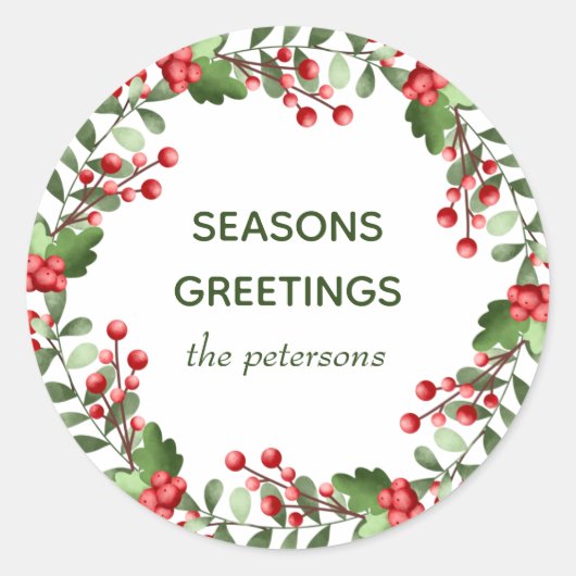 Kerstkrans ronde sticker (Voorkant)