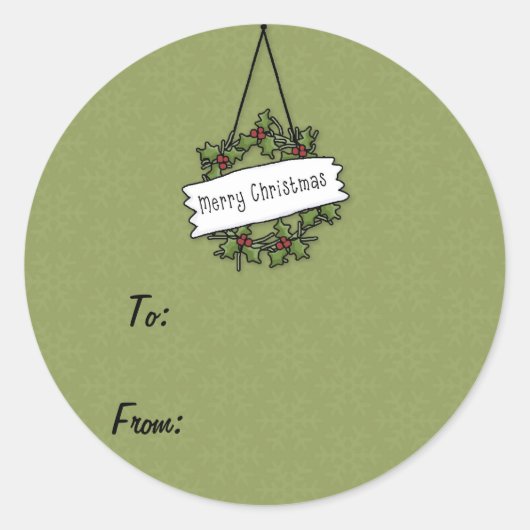 Kerstkrans Ronde Sticker (Voorkant)