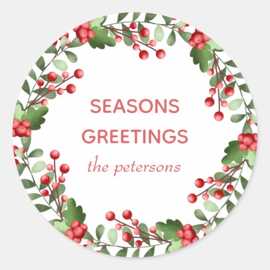 Kerstkrans  ronde sticker (Voorkant)