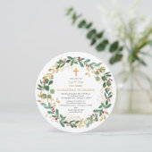 Kerstkrans rood Bourgogne groen doop Kaart (Staand voorkant)