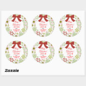 Kerstkrans Rood Groen & Wit Trouwen Kerstmis Ronde Sticker (Vel)