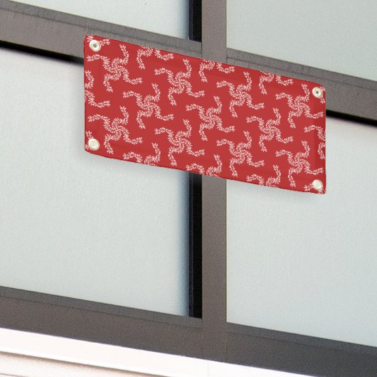 Kerstkrans rood, kerstdecoratie, Kerstmis Spandoek (Buitenkant Gebouw)