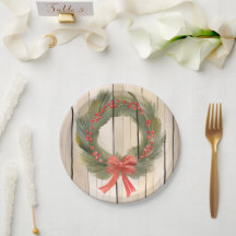 Kerstkrans Rood lint | Pretty Pine Waterverf