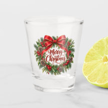 Kerstkrans Shotglas met Kerstgroet