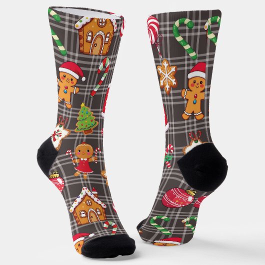 Kerstkrans Soks Kerstprint Soks Sokken (Gebogen)