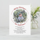 Kerstkrans takken met groen foto feestdagenkaart (Staand voorkant)