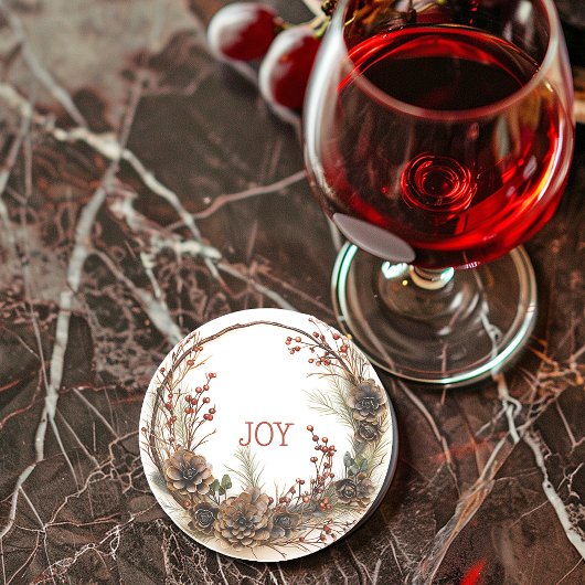 Kerstkrans Takken Takjes Dennenkegels Bessen Zandsteen Onderzetter