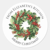 Kerstkrans Thuisgemaakte Voedsel Cadeau  Ronde Sticker (Voorkant)