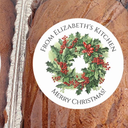 Kerstkrans Thuisgemaakte Voedsel Cadeau  Ronde Sticker