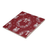 Kerstkrans toile op dieprood tegeltje (Zijkant)