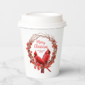 Kerstkrans Traditionele Rode Kardinaal Feestelijk Papieren Bekers (Voorkant)