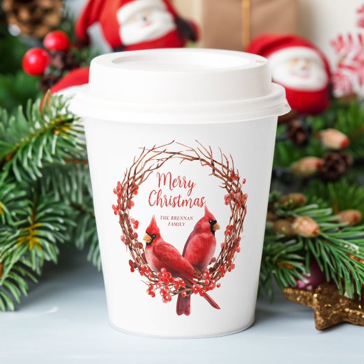 Kerstkrans Traditionele Rode Kardinaal Feestelijk Papieren Bekers