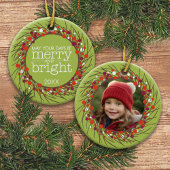 Kerstkrans: Tweezijdig Keramisch Ornament