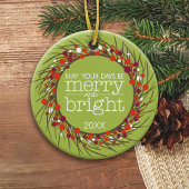 Kerstkrans: Tweezijdig Keramisch Ornament