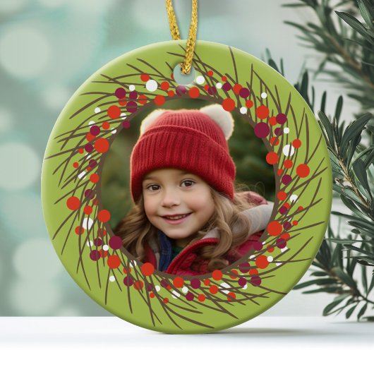 Kerstkrans: Tweezijdig Keramisch Ornament