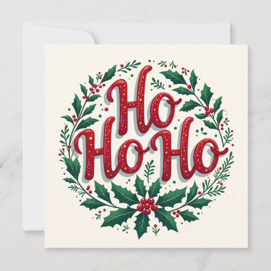 Kerstkrans Typografie Ontwerp met Ho Ho Ho (Voorkant)