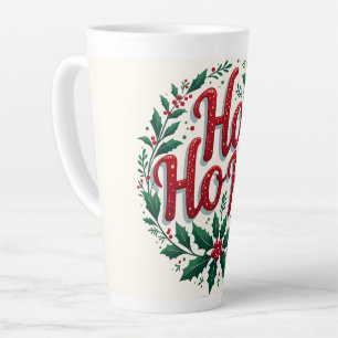 Kerstkrans Typografie Ontwerp met Ho Ho Ho Latte Mok