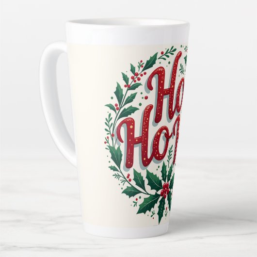Kerstkrans Typografie Ontwerp met Ho Ho Ho Latte Mok (Linkerhoek)