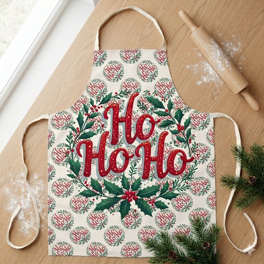 Kerstkrans Typografie Ontwerp met Ho Ho Ho Schort