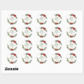 Kerstkrans, typografie op wit ronde sticker (Vel)