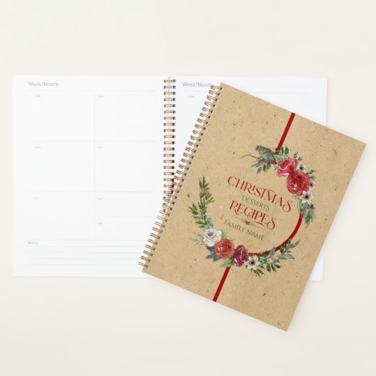 Kerstkrans, typografie papier textuur 3 ring planner (Display)