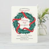 Kerstkrans Uitnodiging (Staand voorkant)