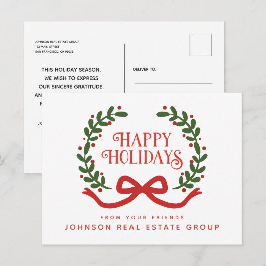 kerstkrans | Vakantie Groeten Briefkaart (Voorkant / Achterkant)