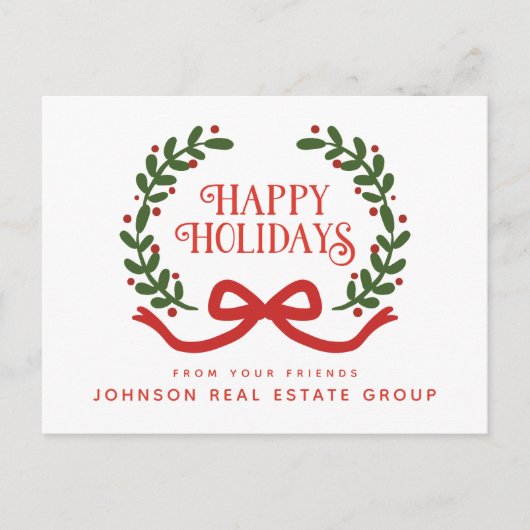 kerstkrans | Vakantie Groeten Briefkaart (Voorkant)