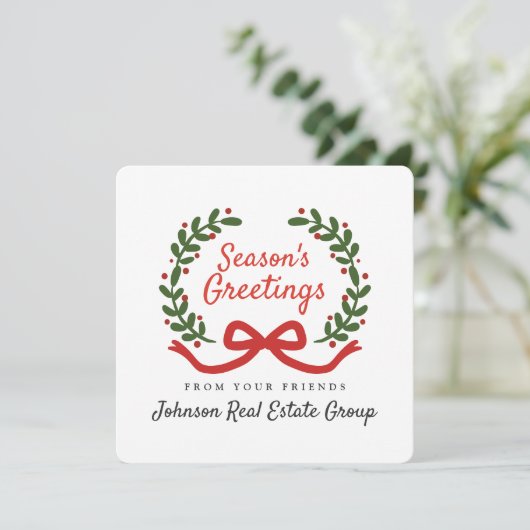 kerstkrans | Vakantie Groeten Feestdagenkaart (Staand voorkant)