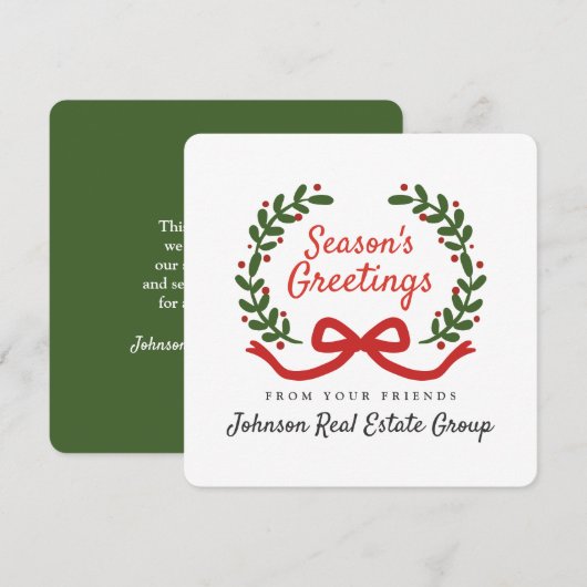 kerstkrans | Vakantie Groeten Feestdagenkaart (Voorkant / Achterkant)