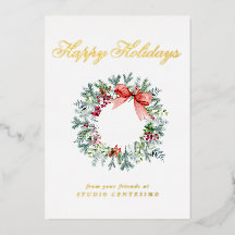 Kerstkrans van Bedrijfs Happy Holidays Goud