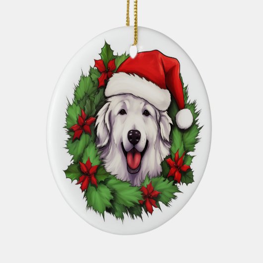 Kerstkrans van de Grote Pyreneeën Keramisch Ornament (Rechts)