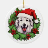 Kerstkrans van de Grote Pyreneeën Keramisch Ornament (Achterkant)