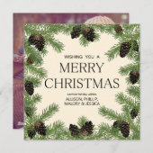 Kerstkrans van dennenappels lijst feestdagenkaart (Voorkant / Achterkant)