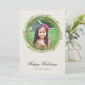 Kerstkrans van dennenhout plat kerstkaart (Staand voorkant)