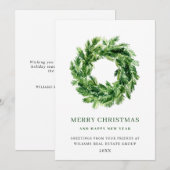 Kerstkrans van dennentakken feestdagenkaart (Voorkant / Achterkant)