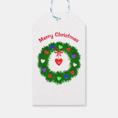 Kerstkrans van harten cadeaulabel (Achterkant)