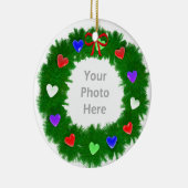 Kerstkrans van harten Foto Keramisch Ornament (Rechts)