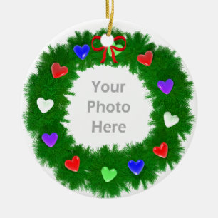 Kerstkrans van harten Foto Keramisch Ornament
