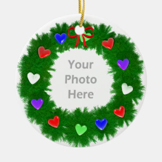 Kerstkrans van harten Foto Keramisch Ornament