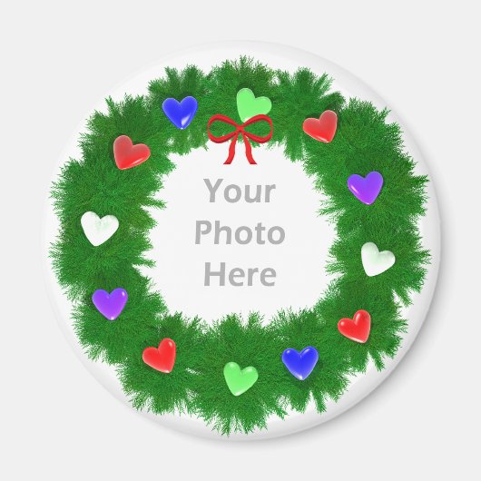 Kerstkrans van harten Foto Magneet (Voorkant)