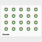 Kerstkrans van harten ronde sticker (Vel)