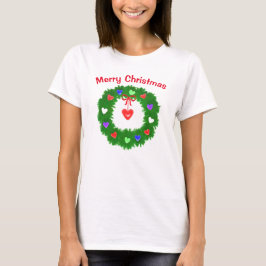 Kerstkrans van harten t-shirt