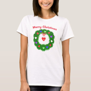 Kerstkrans van harten t-shirt