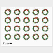 Kerstkrans van Holly en MIstletoe Ronde Sticker (Vel)