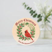 Kerstkrans van Holly, Mistletoe & Kardinaal Feestdagenkaart (Staand voorkant)