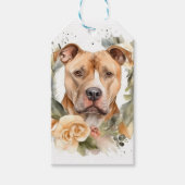 Kerstkrans van Pitbull Puppy Cadeaulabel (Voorkant)