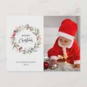 Kerstkrans van rode bessen Jaarverslag Briefkaart (Voorkant)